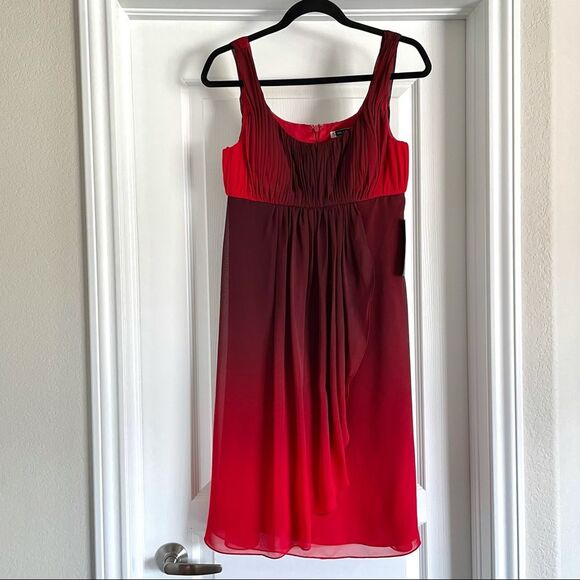 Vintage JS Boutique Cocktail Party Dress RedBurgundy Ombre - Picture 3 of 11